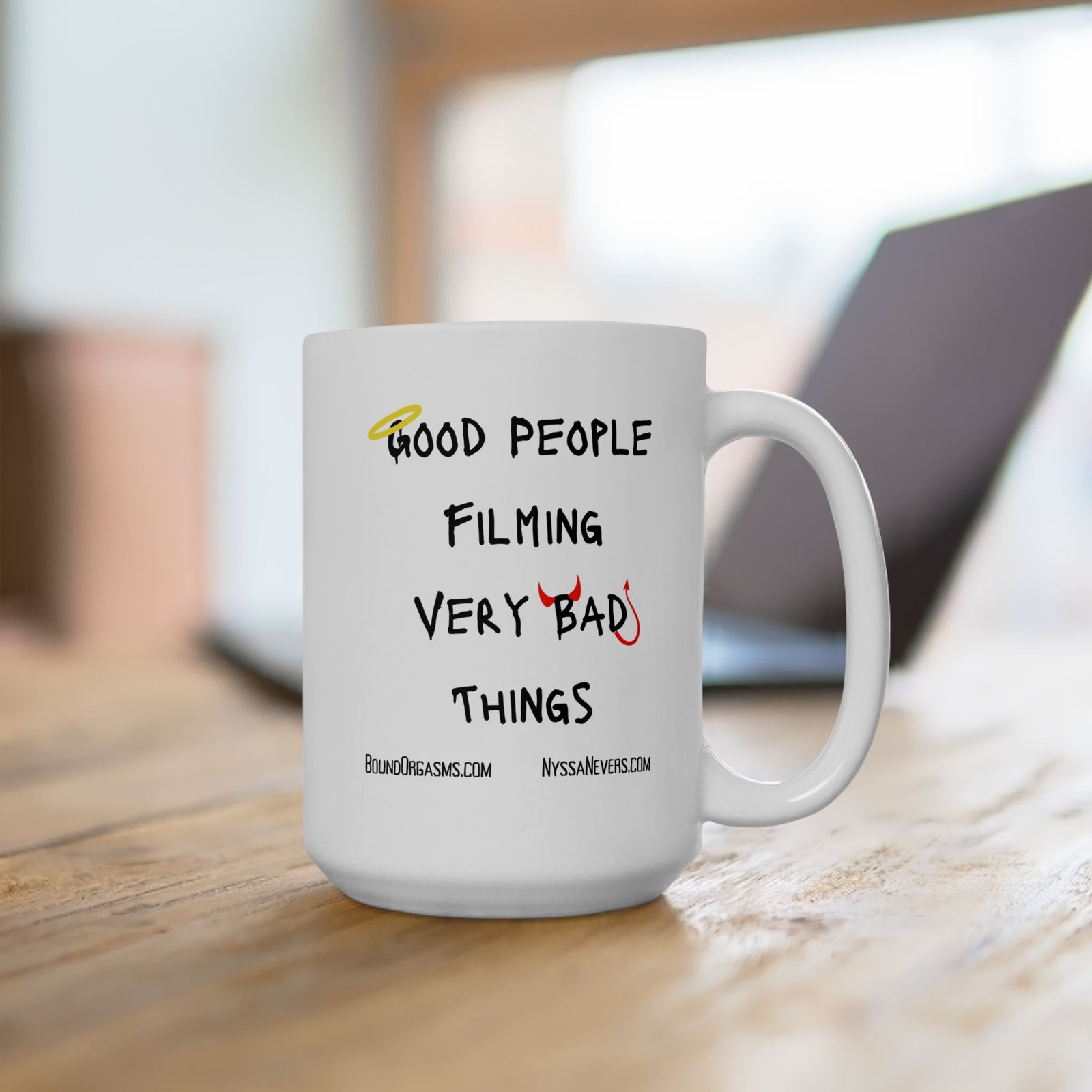Nyssa Nevers - Good People Filming Very Bad Things - White Ceramic Coffee Mugs (11oz - 15oz) - Image 4