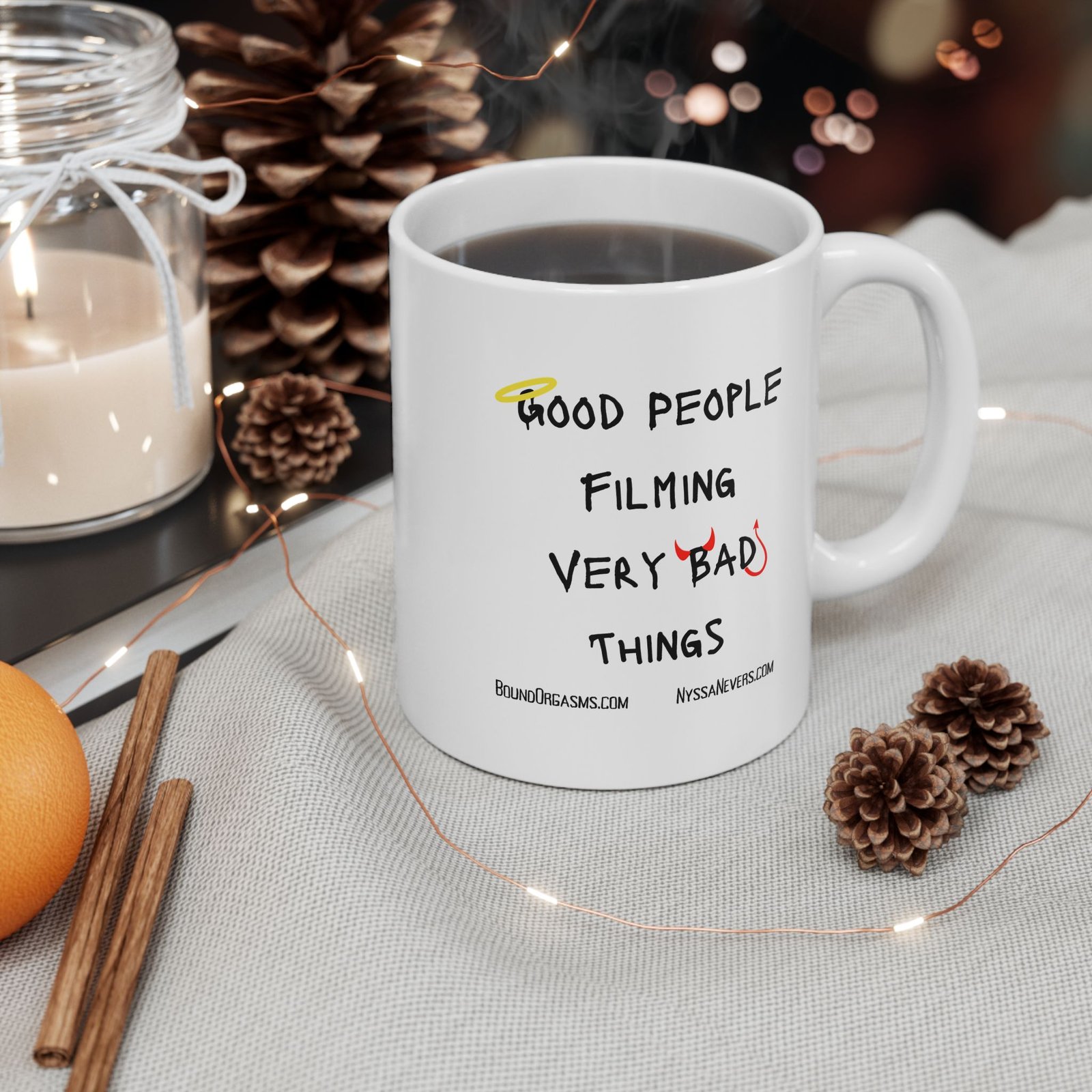 Nyssa Nevers - Good People Filming Very Bad Things - White Ceramic Coffee Mugs (11oz - 15oz) - Image 2